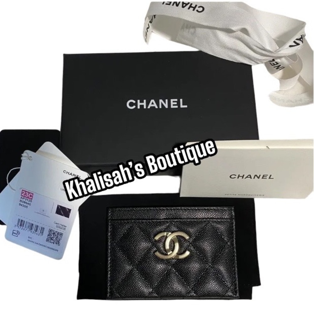 BNIB NWT Rare!! Authentic Chanel CAVIAR Grained Calfskin & Gold-Tone Metal Black - Picture 7 of 11